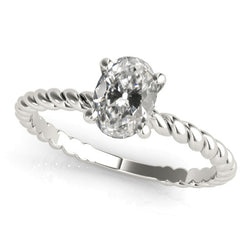 Solitaire Ring Oval Old Cut Natural Earth Mined Diamond 4 Prong Rope Style 2.50 Carats