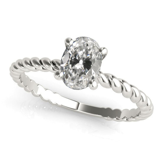 Rope Style Solitaire Ring Oval Old Cut Diamond 4 Prong