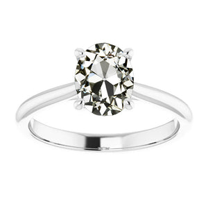 New Solitaire Ring Old Miner Cut Diamond White Gold