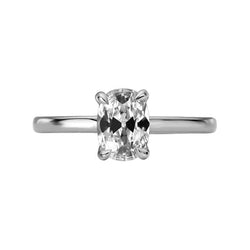 Solitaire Ring Oval Old Mine Cut Diamond 4 Prong Set 3 Carats