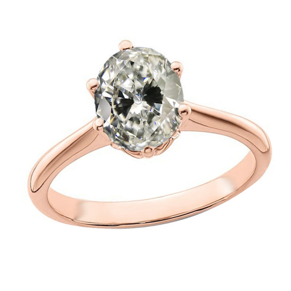 New Style Solitaire Ring Oval Old Mine Cut Diamond