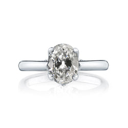 Solitaire Ring Oval Old Mine Cut Diamond White Gold 3 Carats