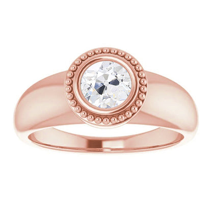 Big Size Solitaire Ring Old Miner Diamond Bezel Set Jewelry