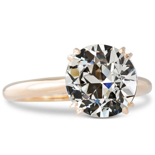 Antique Fancy Lady’s Solitaire Ring Old Miner Cut Diamond Double Prong Set