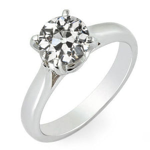 Solitaire Ring Old Miner Cut Diamond Ladies Jewelry Style 
