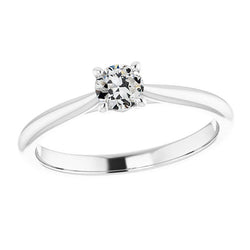 Solitaire Ring Round Old Mine Cut Diamond Tapered Shank 1 Carat