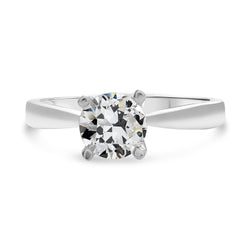 Solitaire Ring Round Old Mine Cut Diamond Tapered Shank 2 Carats