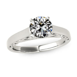 Solitaire Ring Round Old Mine Cut Diamond Vintage Style 2 Carats