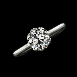 Solitaire Ring Round Old Miner Diamond 2 Carats White Gold 14K