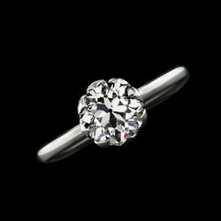Solitaire Ring Round Old Miner Real Natural Earth Mined Diamond 2 Carats White Gold 14K