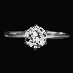 Solitaire Ring Round Old Miner Natural Earth Mined Diamond 6 Prong Set 2.50 Carats