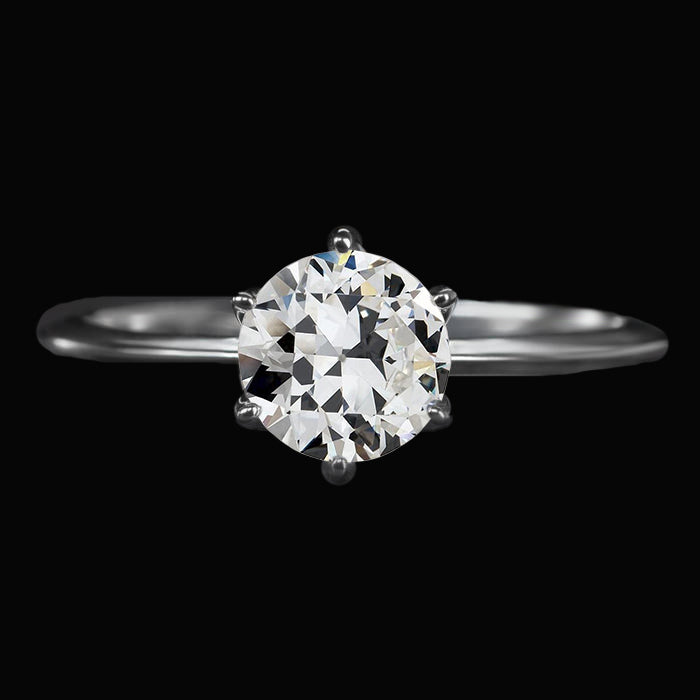 New Style Solitaire Ring Round Old European Diamond