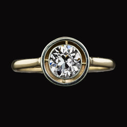 Solitaire Ring Round Old Miner Diamond Gold 14K Jewelry 2 Carats