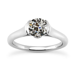 Solitaire Ring Round Old Miner Diamond Gold Jewelry 2 Carats