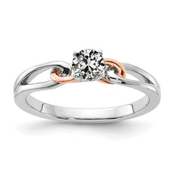 Solitaire Ring Round Old Miner Diamond Split Shank Two Tone 1 Carat