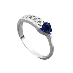 Solitaire Ring Trillion Vintage Style Blue Sapphire 0.50 Carats Gold