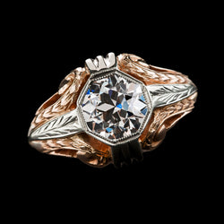 Solitaire Ring Vintage Bezel Set Round Old Mine Cut Diamond 2 Carats