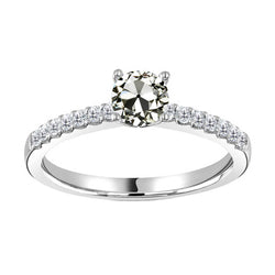 Solitaire Ring With Accents Old Cut Mined Diamond Prong Set 1.50 Carats