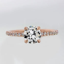 Solitaire Ring With Accents Old Cut Natural Earth Mined Diamond Prong Set 2.75 Carats