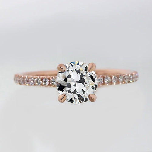Split Shank Jewelry Solitaire Ring With Accents Old Cut Diamond