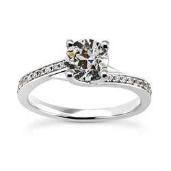 Solitaire Ring With Accents Old Cut Diamond Ring Gold 3 Carats