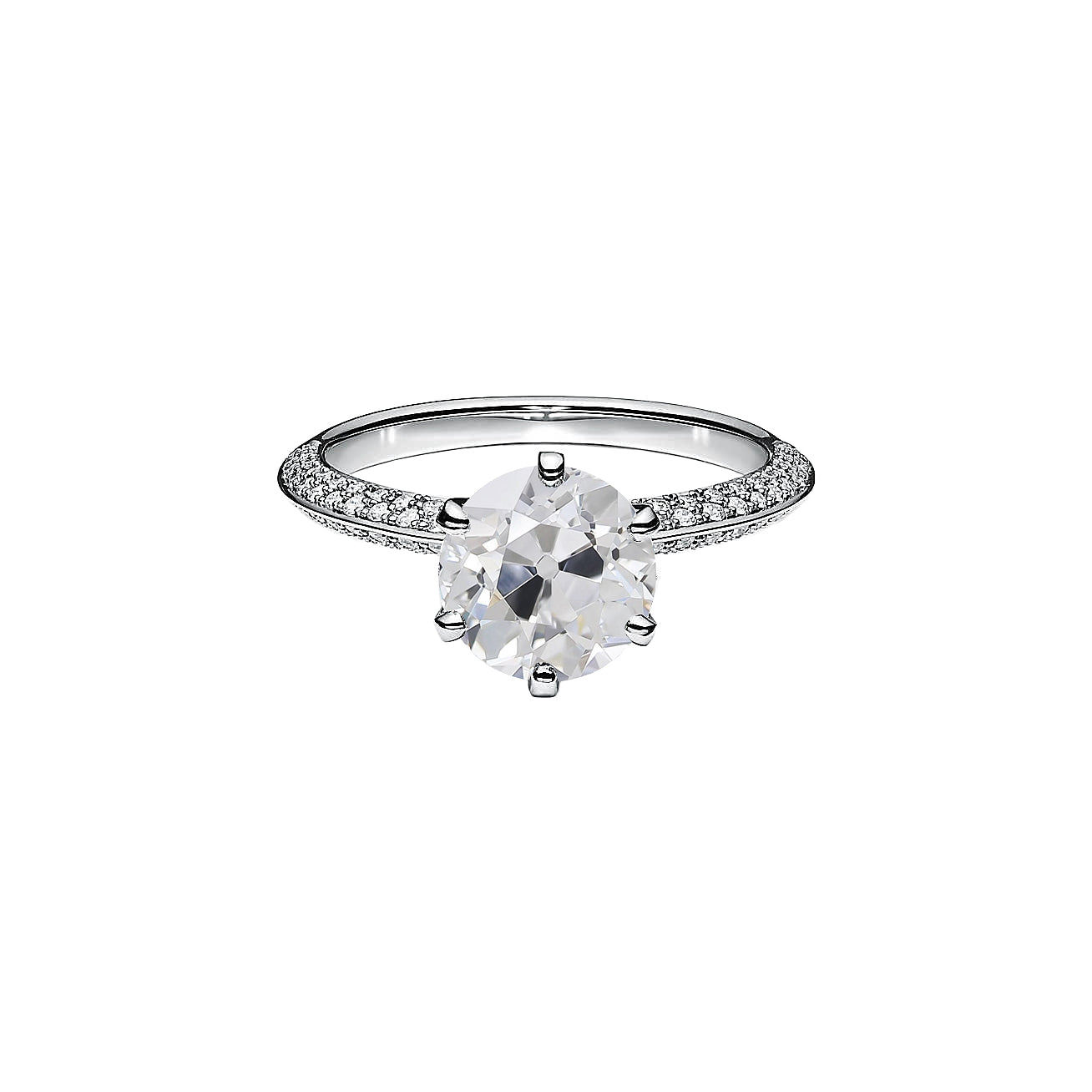 natural round diamond 3.50ct ring front view