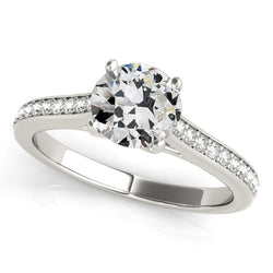 Solitaire Ring With Accents Old Mine Cut Diamond 3.75 Carats