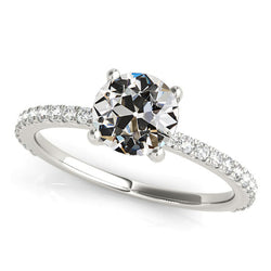 Solitaire Ring With Accents Old Mine Cut Diamond 3.75 Carats Pave Set