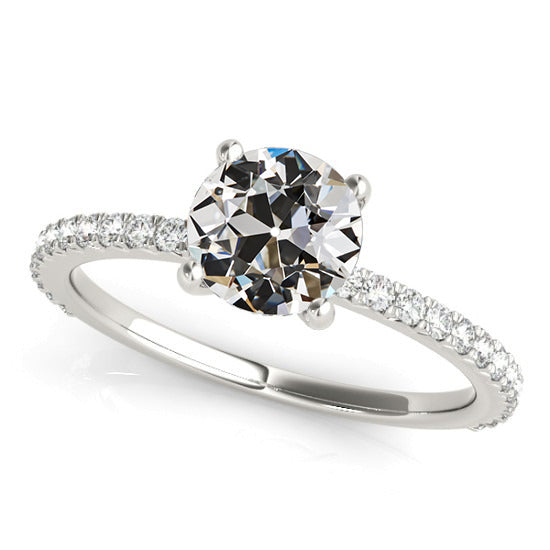 Natural Lady’s Solitaire Ring With Accents Old Mine Cut Diamond