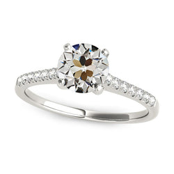 Solitaire Ring With Accents Old Mine Cut Diamond 3 Carats