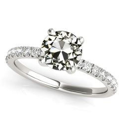 Solitaire Ring With Accents Old Mine Cut Natural Earth Mined Diamond 4 Carats Gold