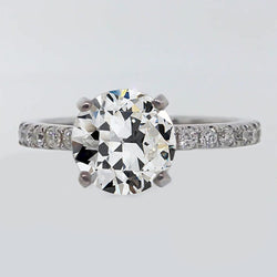 Solitaire Ring With Accents Old Mine Cut Diamond Prong Set 3.25 Carats