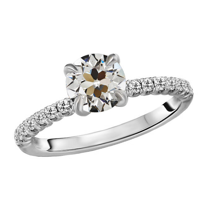 Solitaire Ring With Accents Round Old Cut Diamond