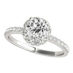 Solitaire Ring With Accents Round Old Cut Natural Earth Mined Diamonds 5 Carats