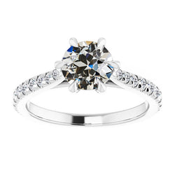 Solitaire Ring With Accents Round Old Mine Cut Diamond 4.50 Carats