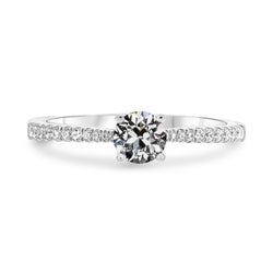 Solitaire Ring With Accents Round Old Mine Cut Diamond 4 Carats