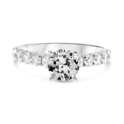 Solitaire Ring With Accents Round Old Mine Cut Diamond 6 Carats