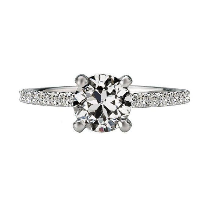 Solitaire Ring With Accents Round Old Miner Diamond