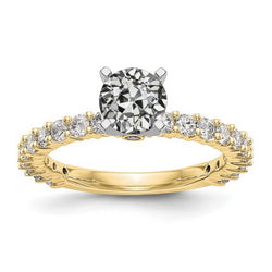 Solitaire Ring With Accents Round Old Miner Natural Earth Mined Diamond Prong Set 3 Carats
