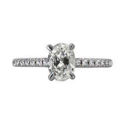 Solitaire Ring With Accents Round & Oval Old Miner Diamond 5 Carats