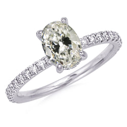 Solitaire Ring With Accents Round & Oval Old Miner Diamond 7.50 Carats