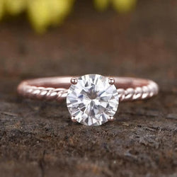 Solitaire Round 1.50 Carats Diamond Engagement Ring 14K Rose Gold