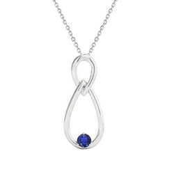 Solitaire Round Ceylon Sapphire Pendant With Chain 0.50 Carats