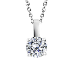 Solitaire Round Cut Diamond Necklace Pendant 2 Carat White Gold 14K
