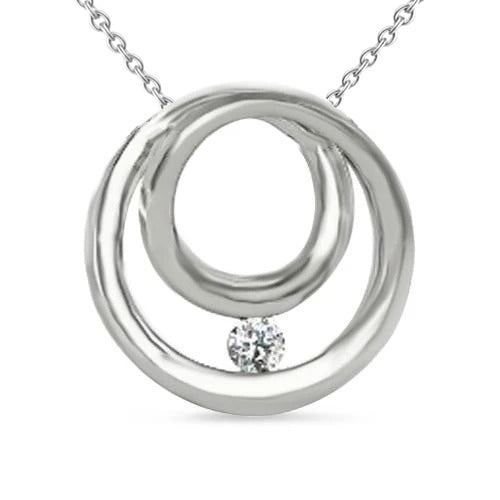 Solitaire Round Cut Natural Earth Mined Diamond Pendant Necklace 0.75 Carat White Gold 14K