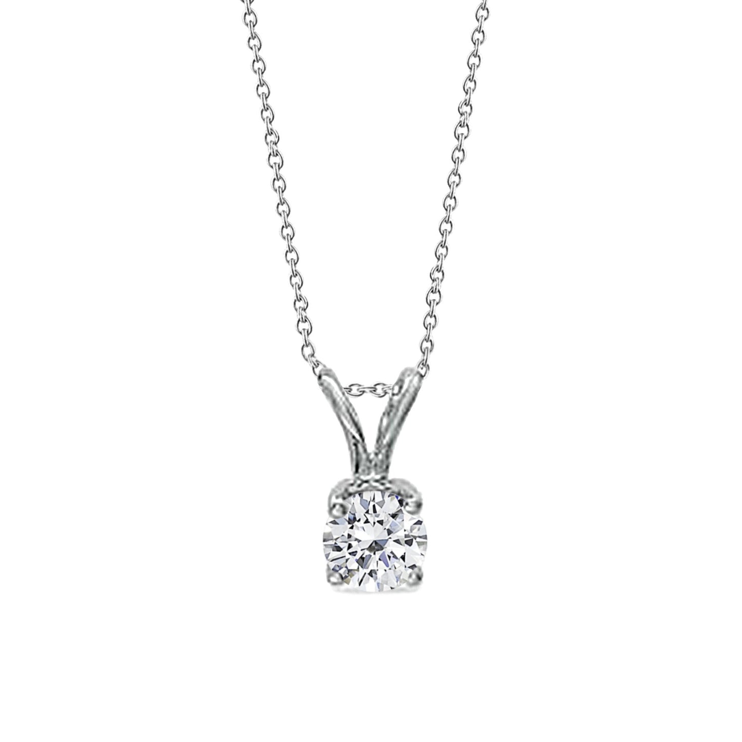 Solitaire Round Natural Earth Mined Diamond Pendant 0.40 Carats White Gold 14K New
