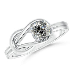 Solitaire Round Natural Earth Mined Diamond Ring Old European 2 Carats Knot Style