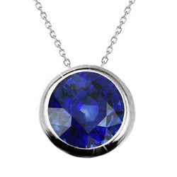 Solitaire Round Gemstone Pendant Necklace Bezel Set 4.50 Carats