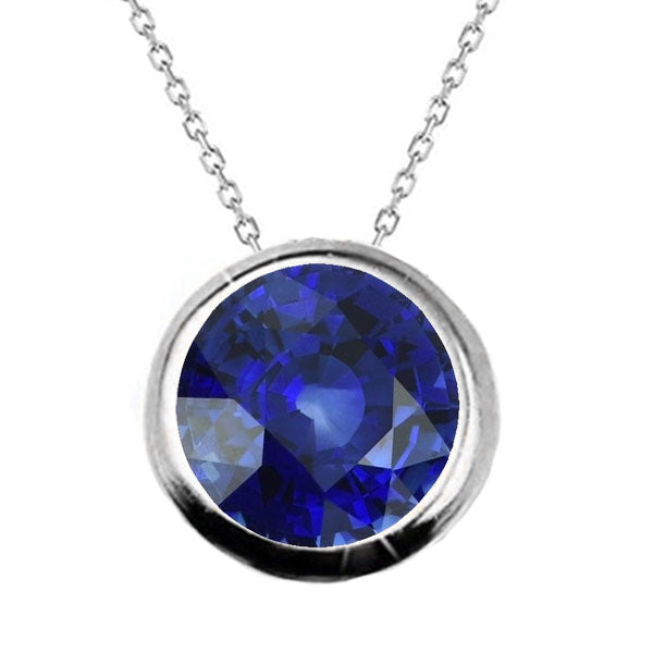 Solitaire Gemstone Pendant Necklace Bezel Set