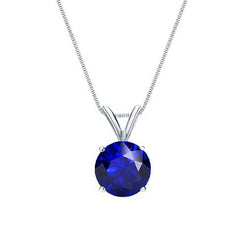 Solitaire Round Gemstone Pendant With Chain White Gold 1 Carat